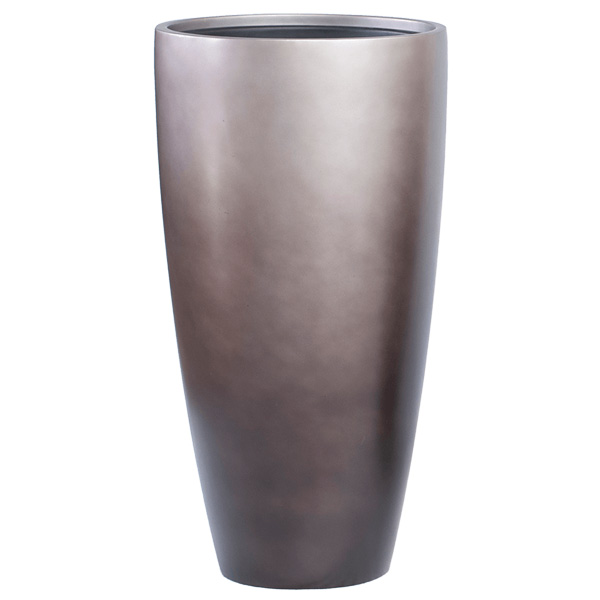 Luxe pot van Baq, serie Gradient in de kleur Matt Coffee met een handgespoten verloop. De hoogte van de pot is 75cm