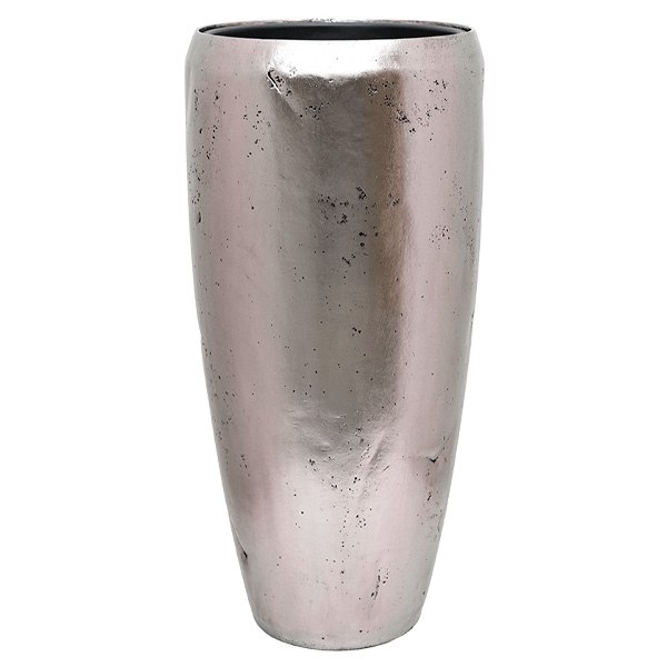 Luxe pot van Baq, serie Opus Raw in de kleur Silver. De hoogte van de pot is 65 cm